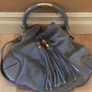 Grey Suede Gucci Handbag